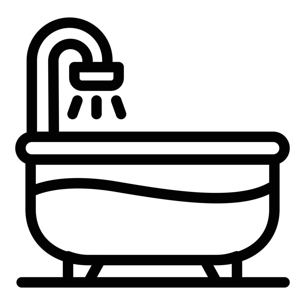 icono de bañera de media agua, estilo de esquema vector