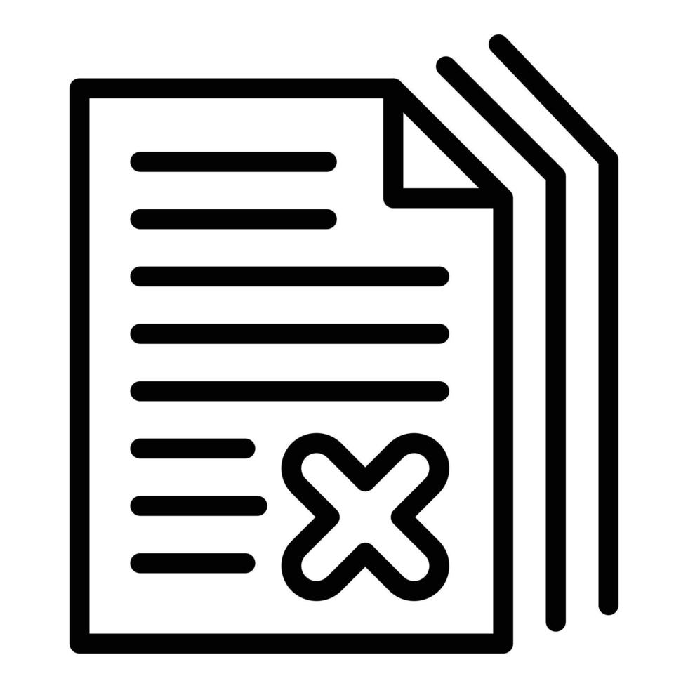 Cancel papers icon, outline style vector