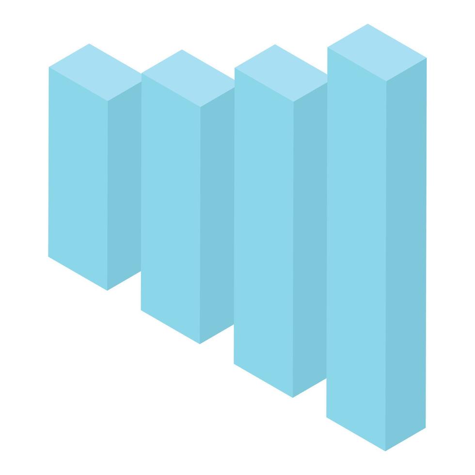 Blue graph bars icon, isometric style vector