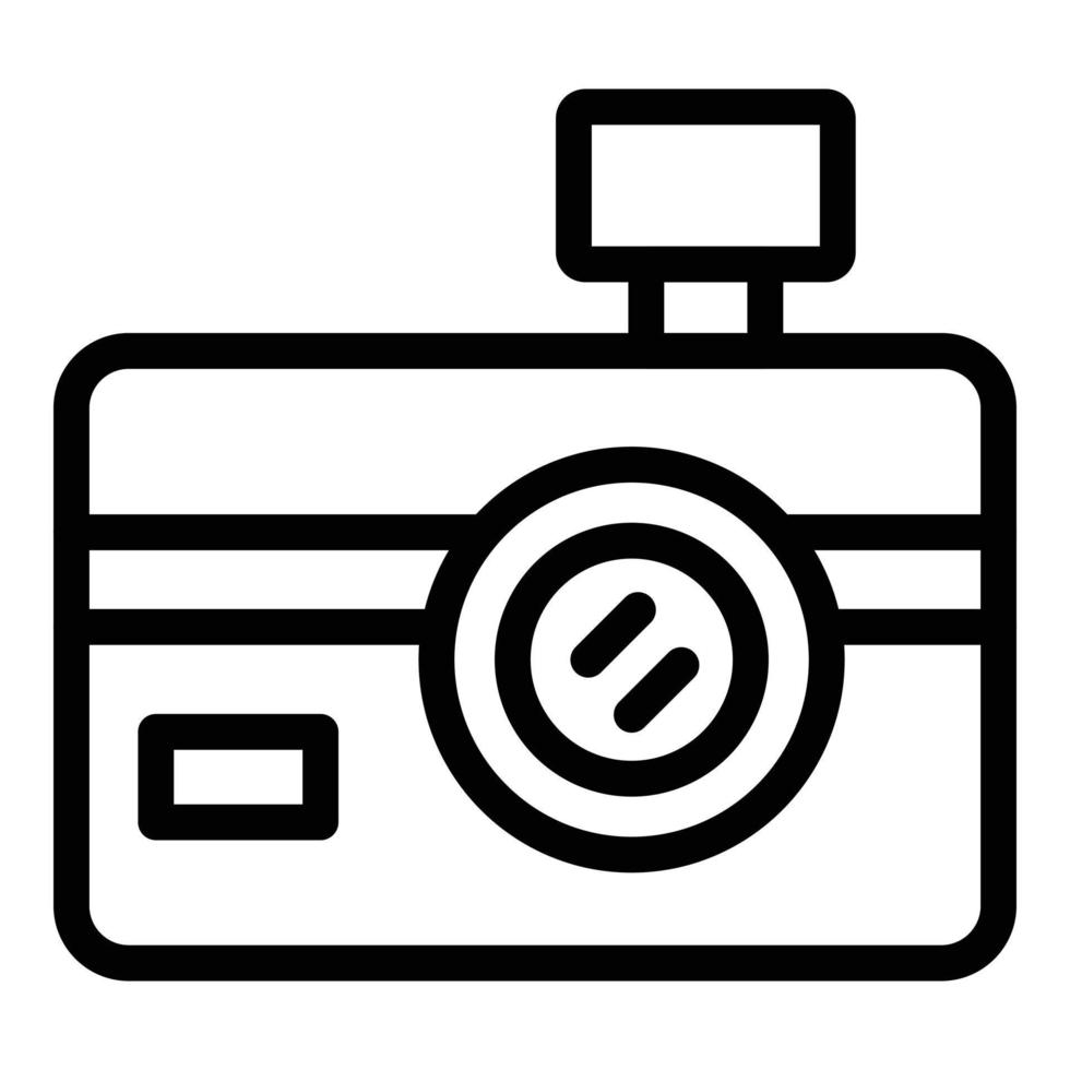 Photo camera icon, outline style vector