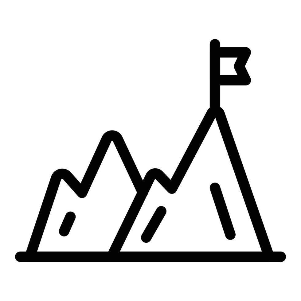 icono de montaña de senderismo, estilo de esquema vector