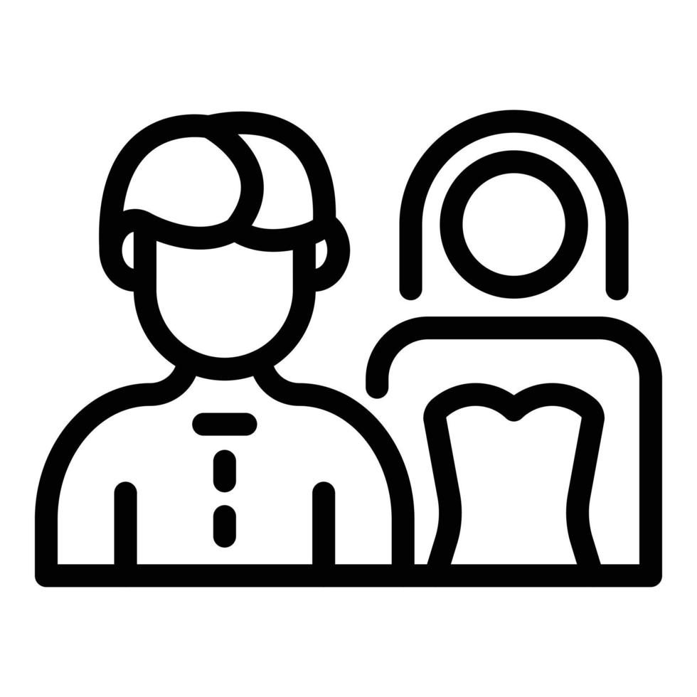 Just married couple icon, outline style vector
