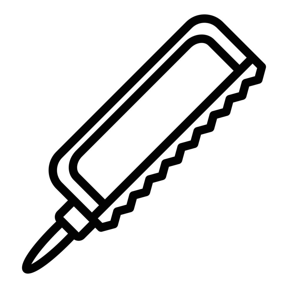 icono de sierra de mano de metal, estilo de esquema vector