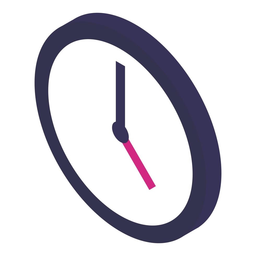 Modern classic wall clock icon, isometric style vector