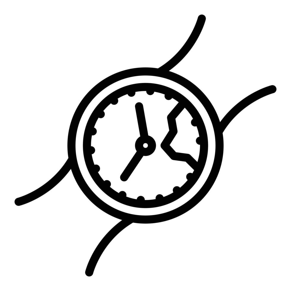 icono de reloj de brazo roto, estilo de esquema vector