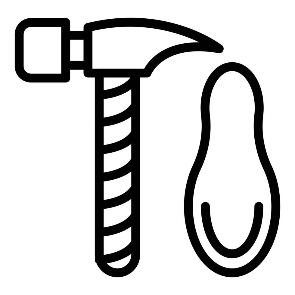 Repair shoe hammer icon, outline style vector