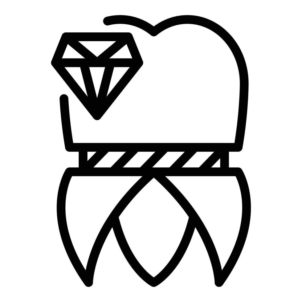 Diamond tooth implant icon, outline style vector