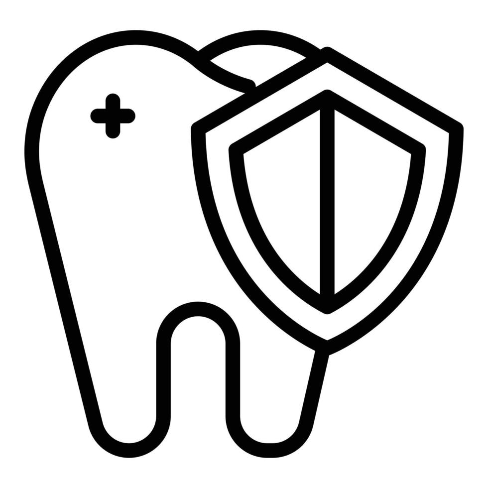 Protected tooth icon, outline style vector