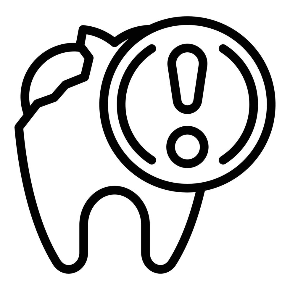 Open tooth exclamation mark icon, outline style vector