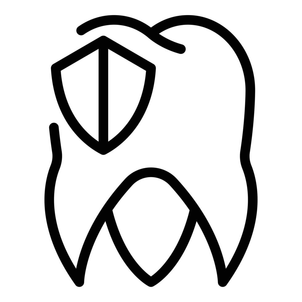 Tooth and shield icon, outline style vector