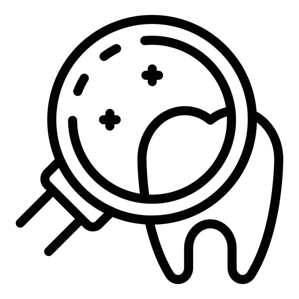 icono de lupa y diente, estilo de esquema vector