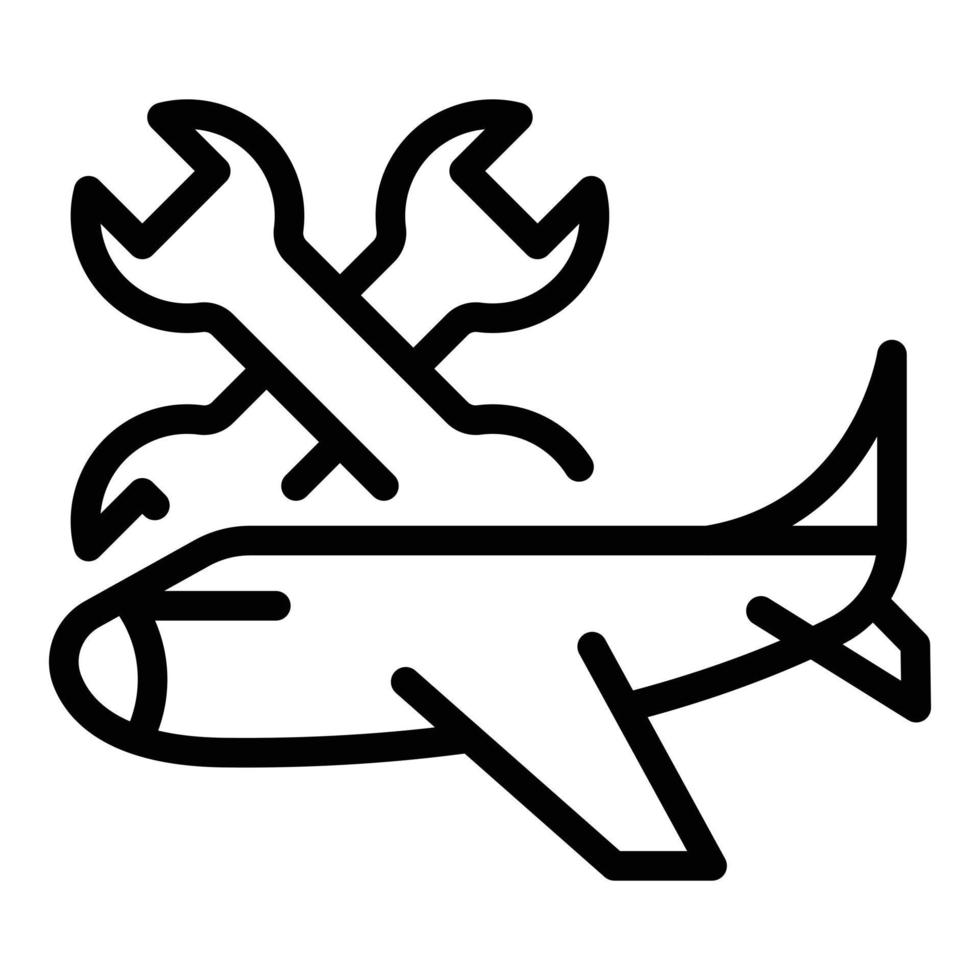 icono de reparación de aviones del aeropuerto, estilo de esquema vector