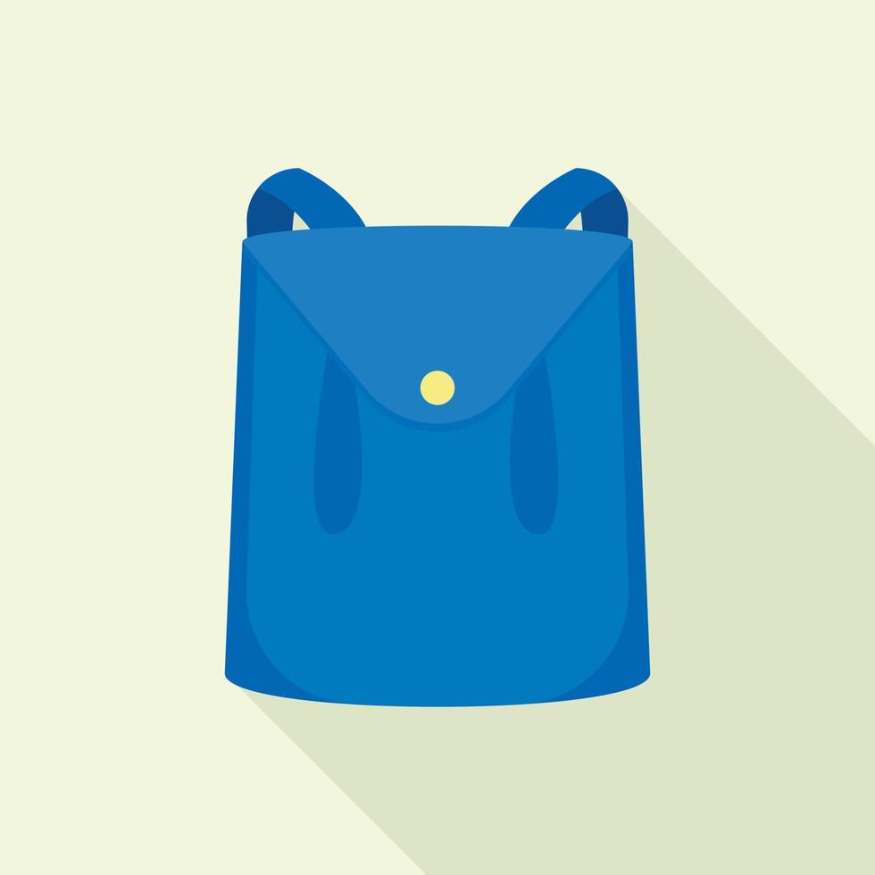 Blue leather backpack icon, flat style vector