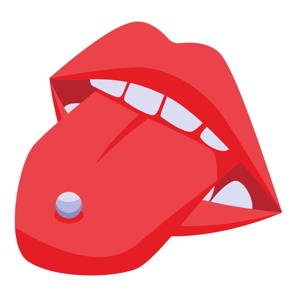 Tongue piercing icon, isometric style vector