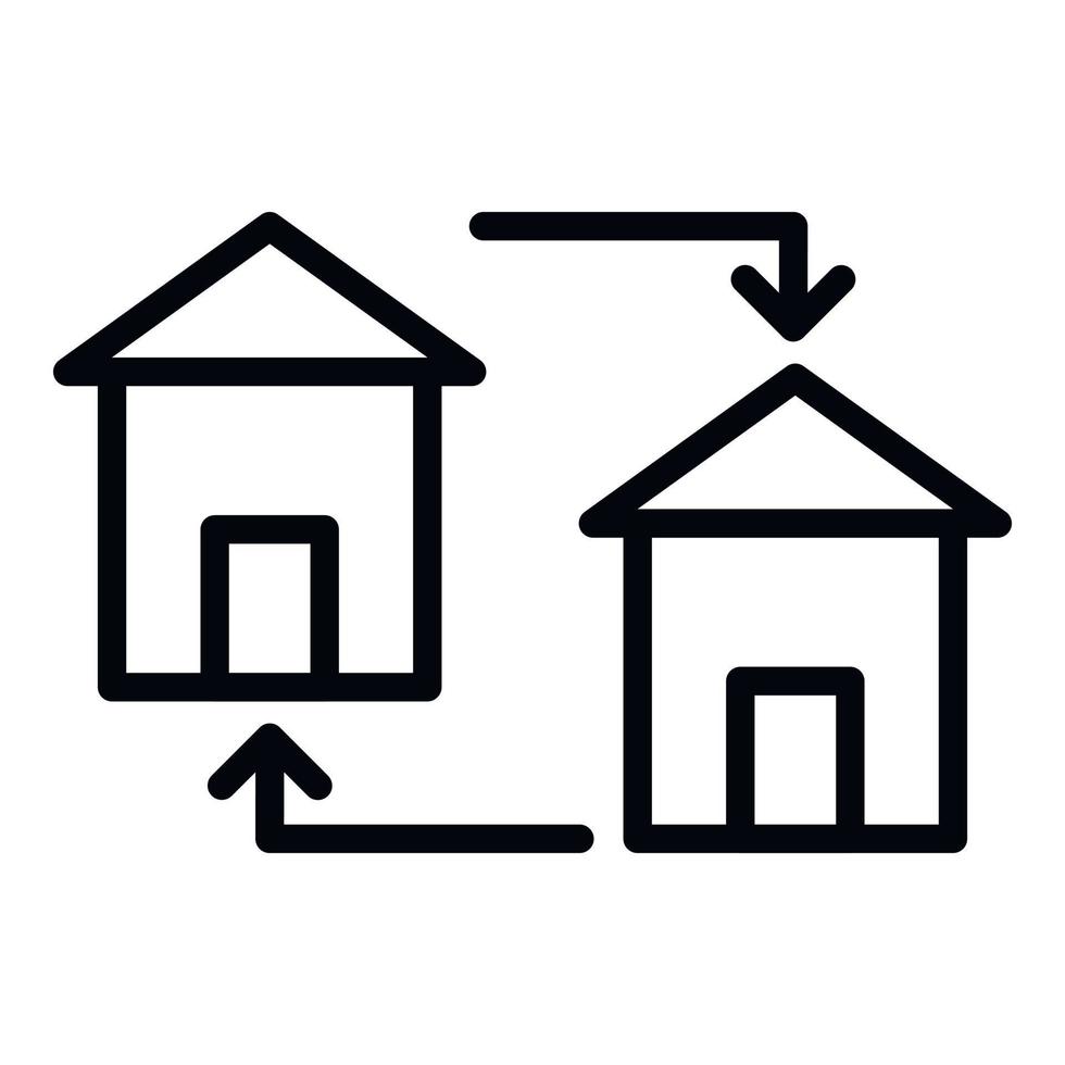 icono de intercambio de vivienda, estilo de esquema vector