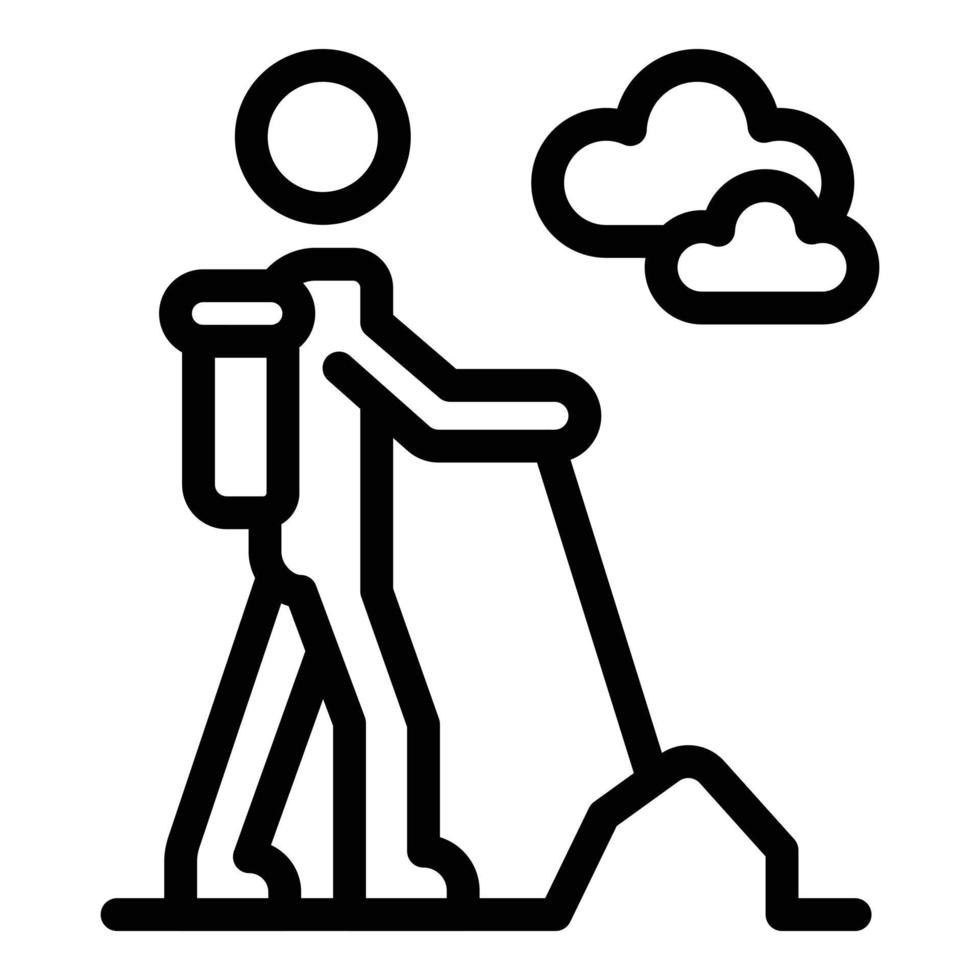 Hiking man icon, outline style vector