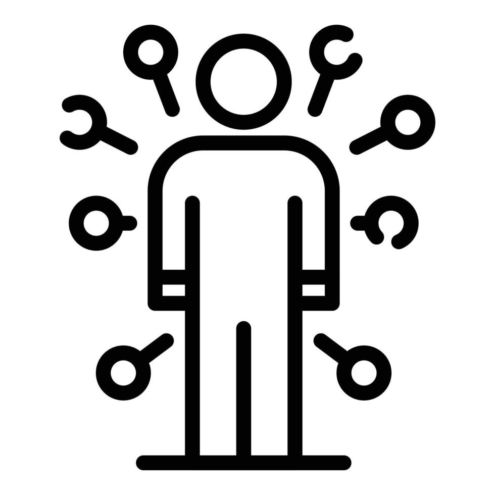 Life skills character icon, outline style vector