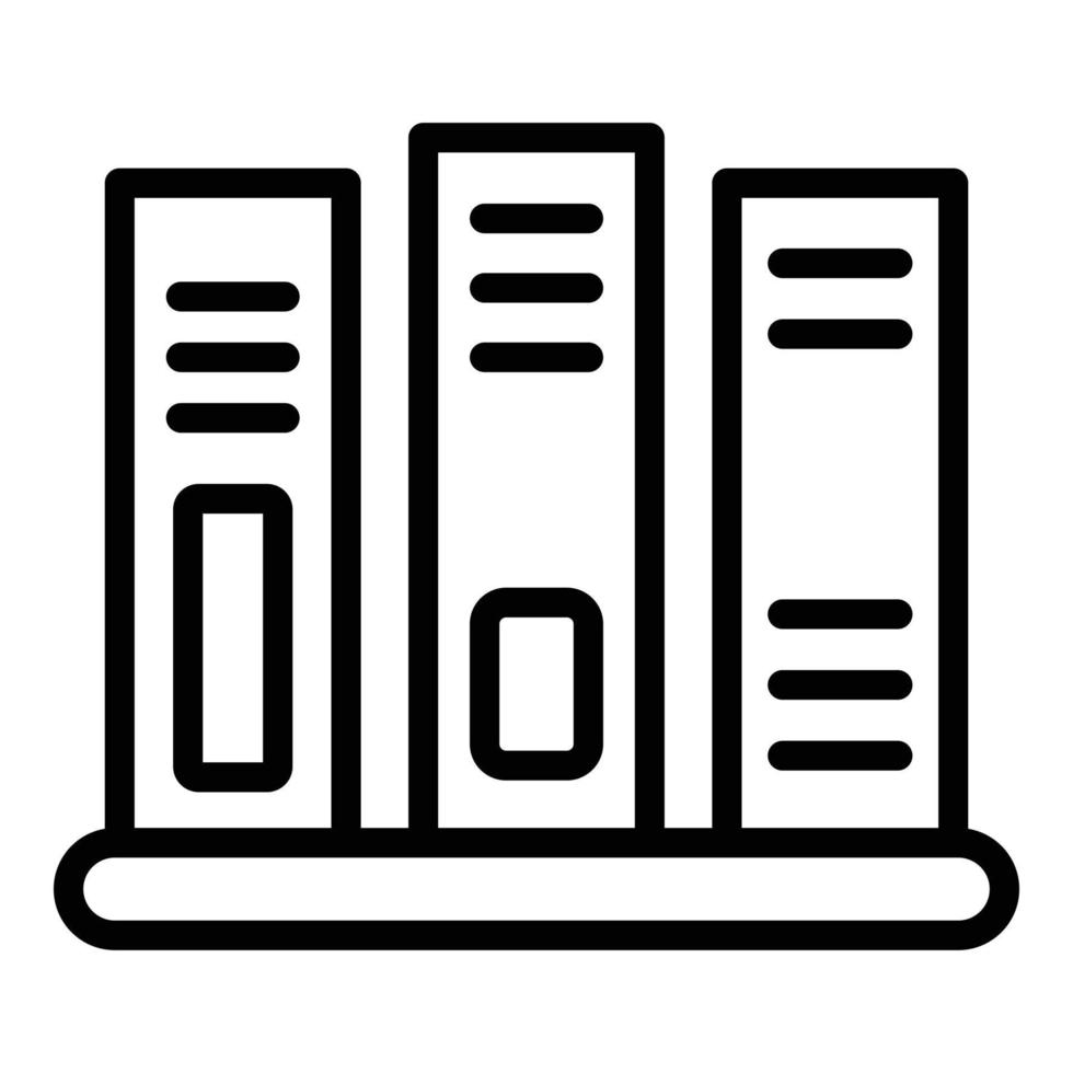 Books on the shelf icon, outline style vector