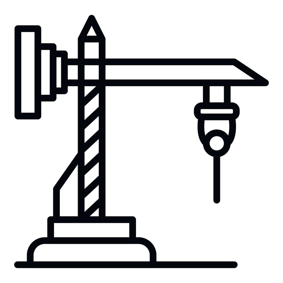 Drill crane icon, outline style vector