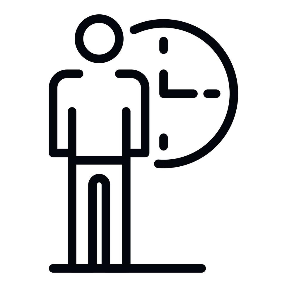 Person and time icon, outline style vector