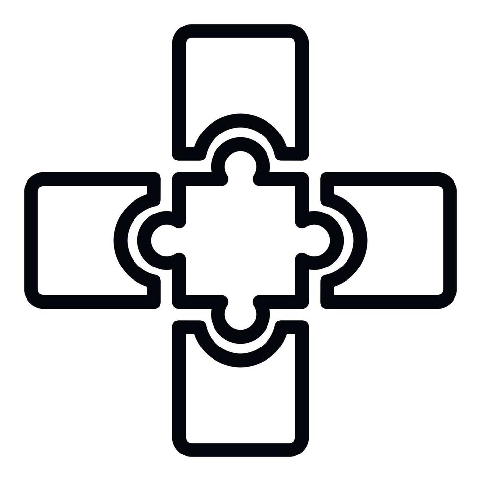 Jigsaw combination icon, outline style vector