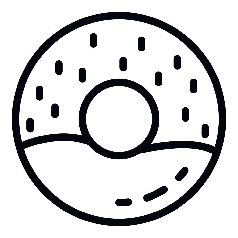 Cream donut icon, outline style vector