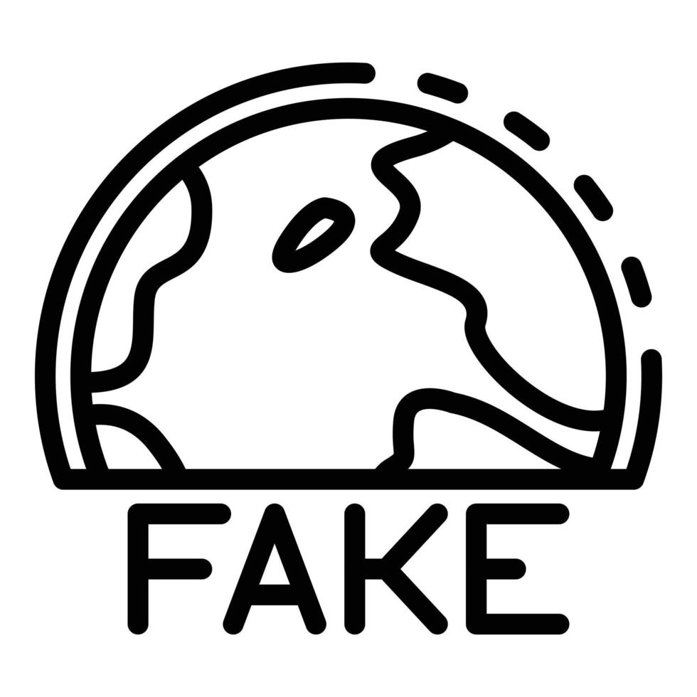 icono de noticias internacionales falsas, estilo de esquema vector