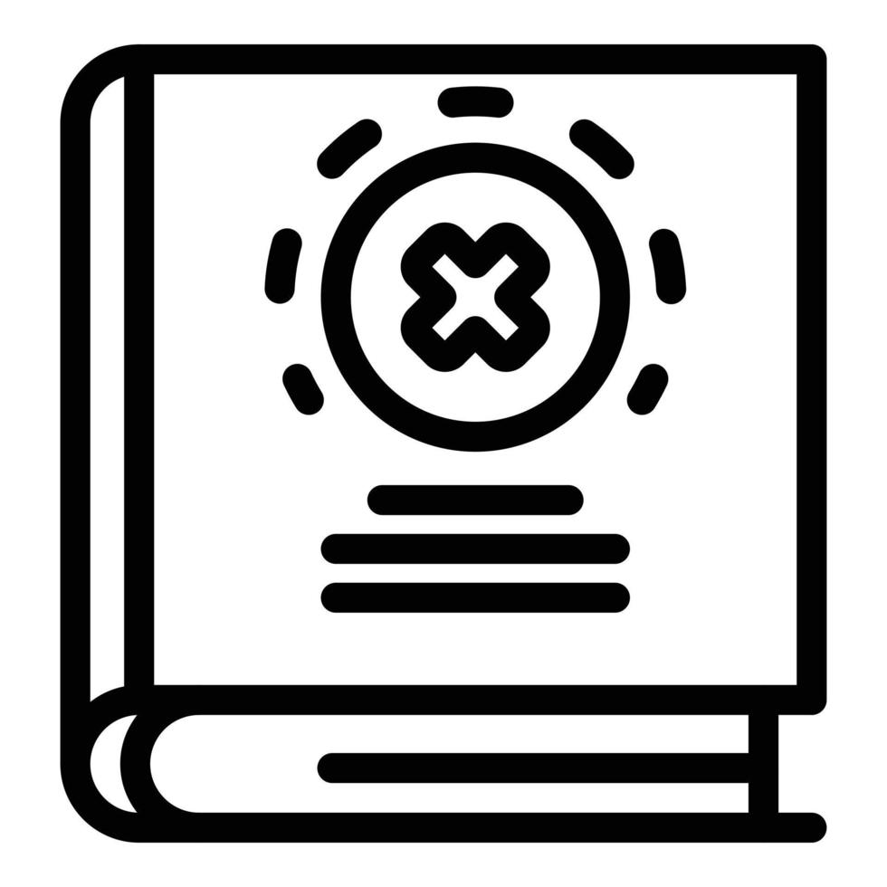 Fake info book icon, outline style vector