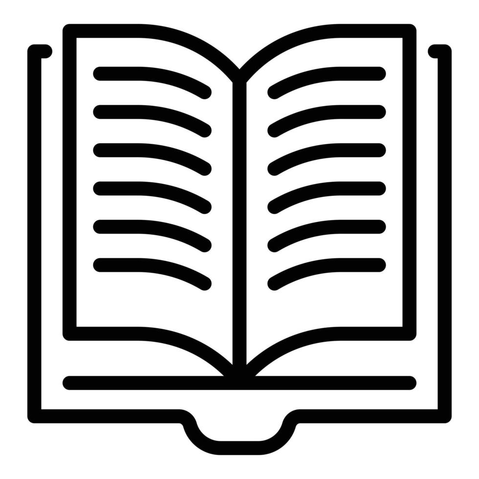 Open book icon, outline style vector