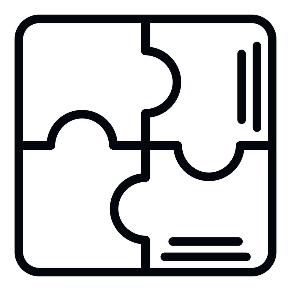 Puzzle scheme icon, outline style vector