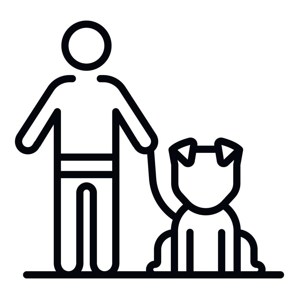 icono de hombre toma perro, estilo de esquema vector