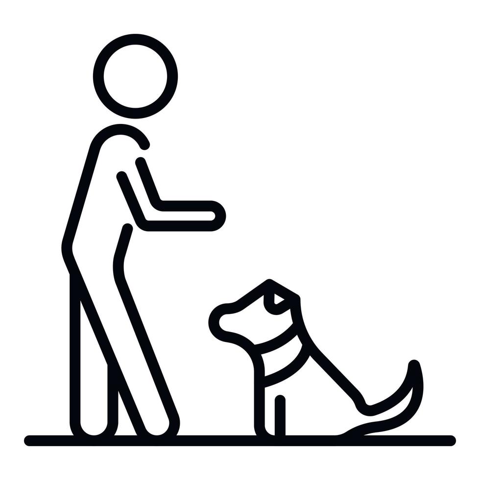 Kid play with dog icon, outline style vector