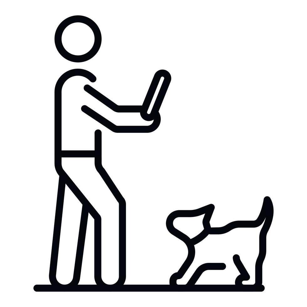 Dog waiting wood stick icon, outline style vector