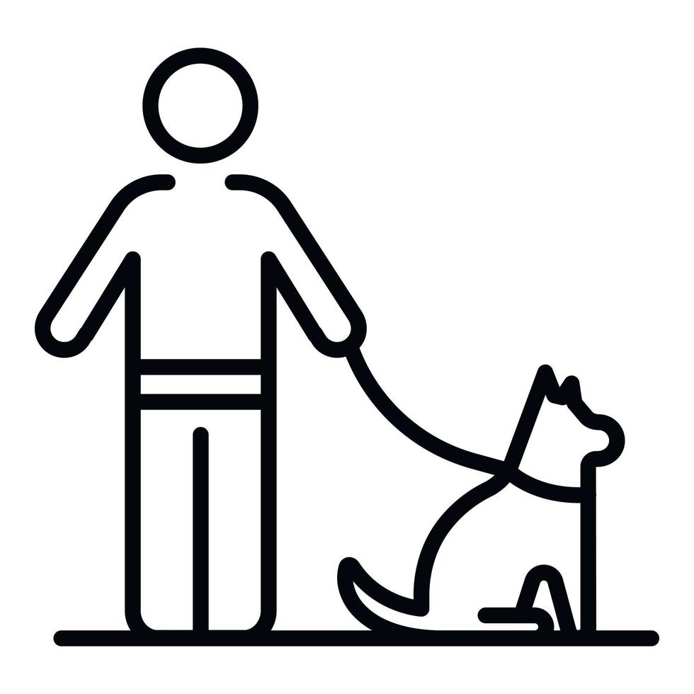 Man walking dog icon, outline style vector