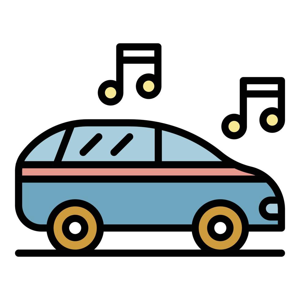 Car audio icon color outline vector