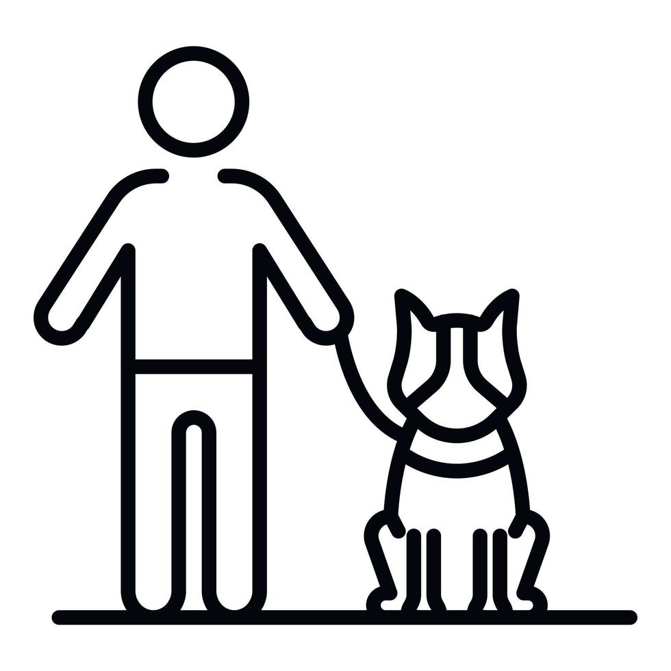 el perro se queda cerca del icono del niño, el estilo de contorno vector