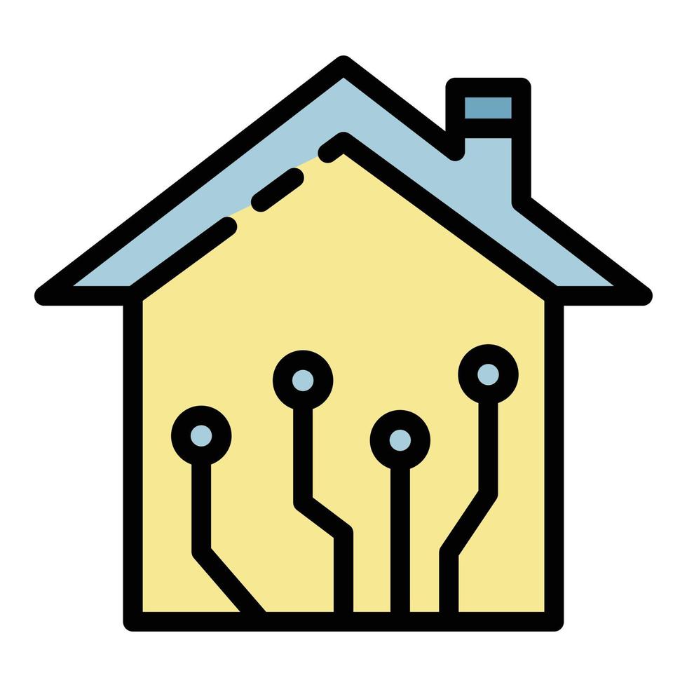 Smart home network icon color outline vector