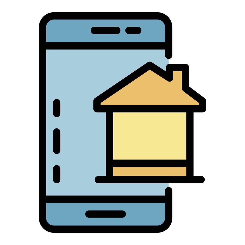 Smartphone home control icon color outline vector