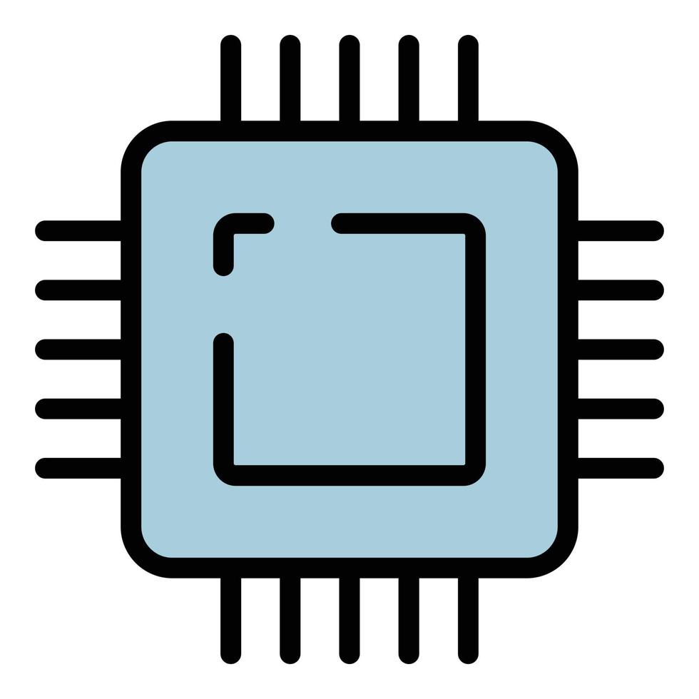 vector de contorno de color de icono de microprocesador