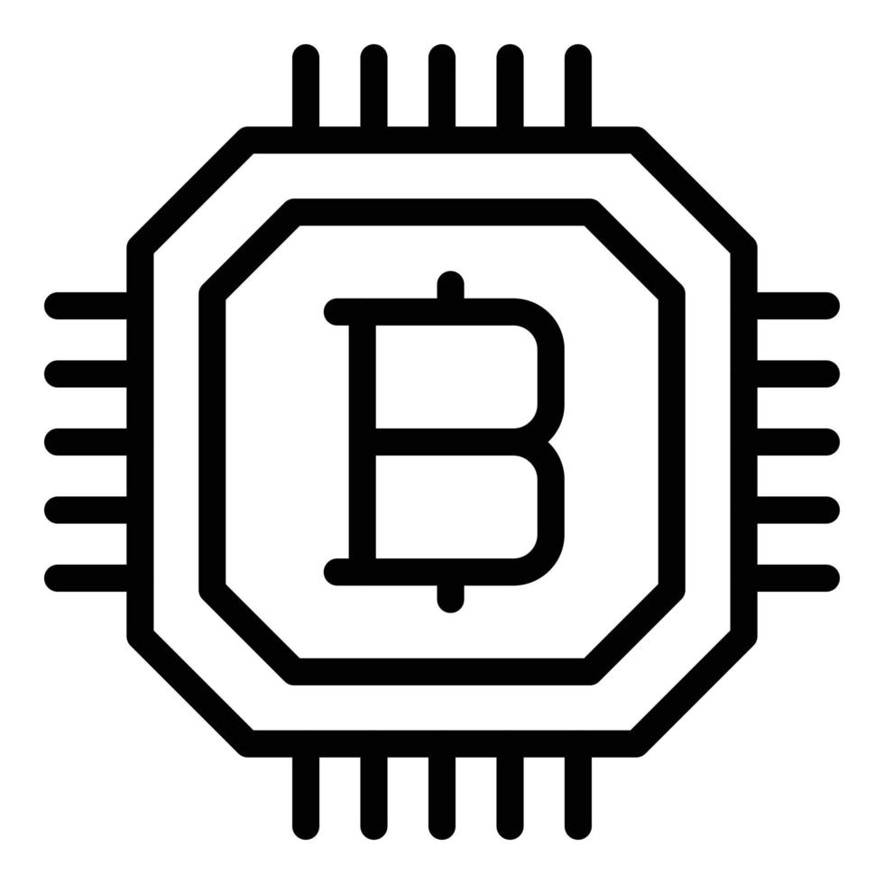 icono del procesador bitcoin, estilo de contorno vector