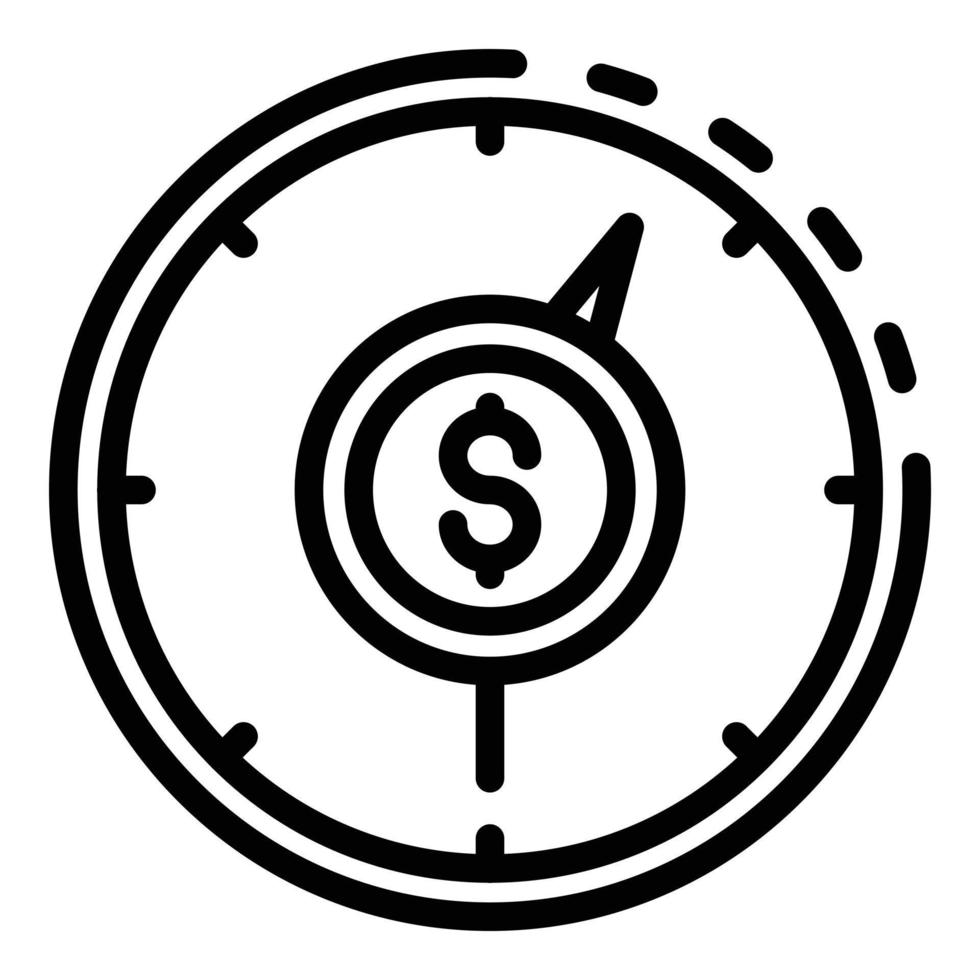 Money speedometer icon, outline style vector