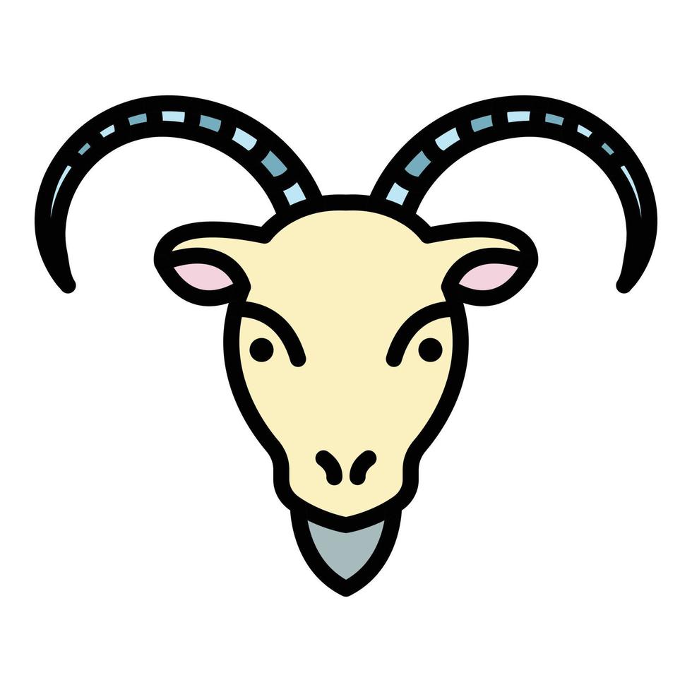 Goat head icon color outline vector