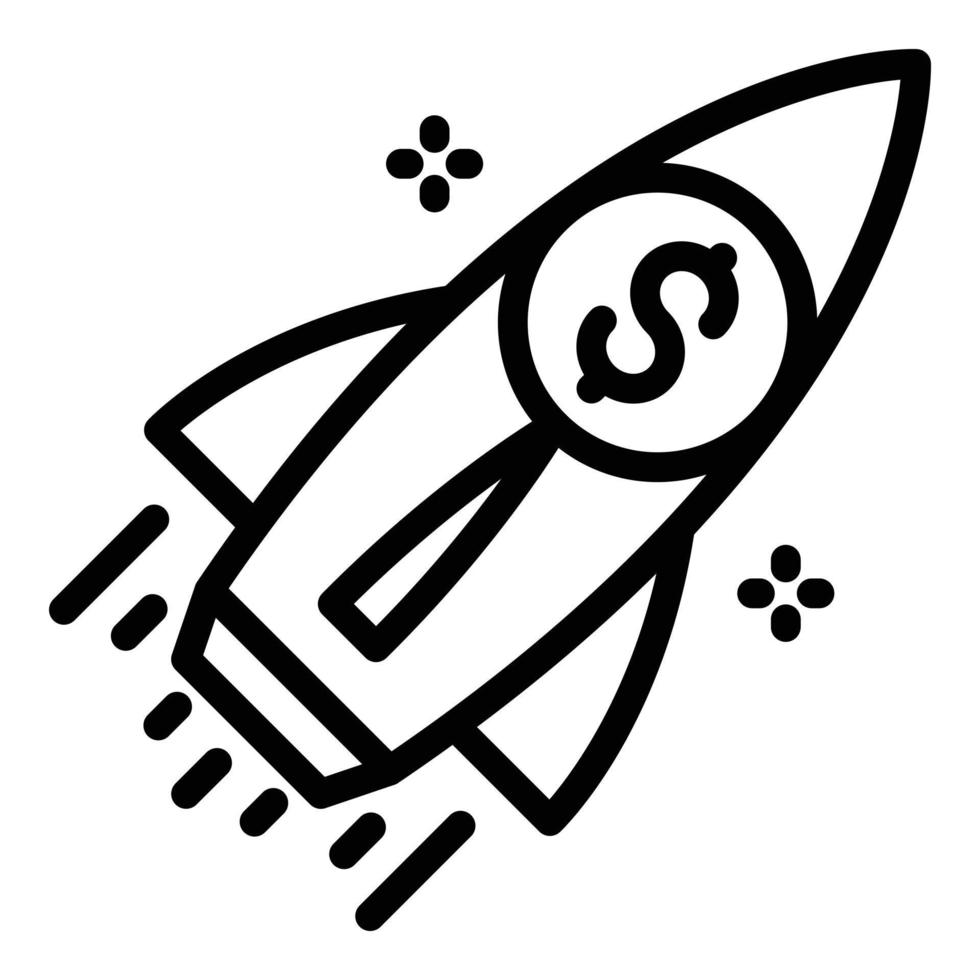 Crowdfunding rocket icon, outline style vector