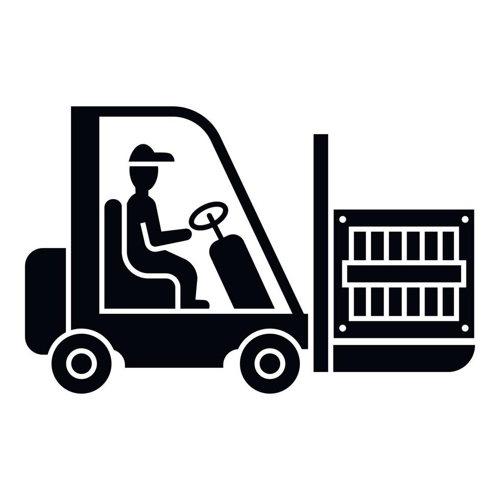 Parcel on forklift icon, simple style vector