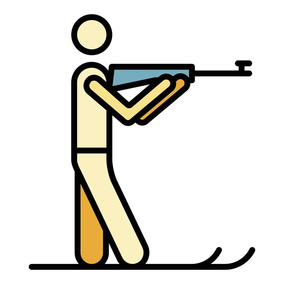 Biathlon shooter icon color outline vector