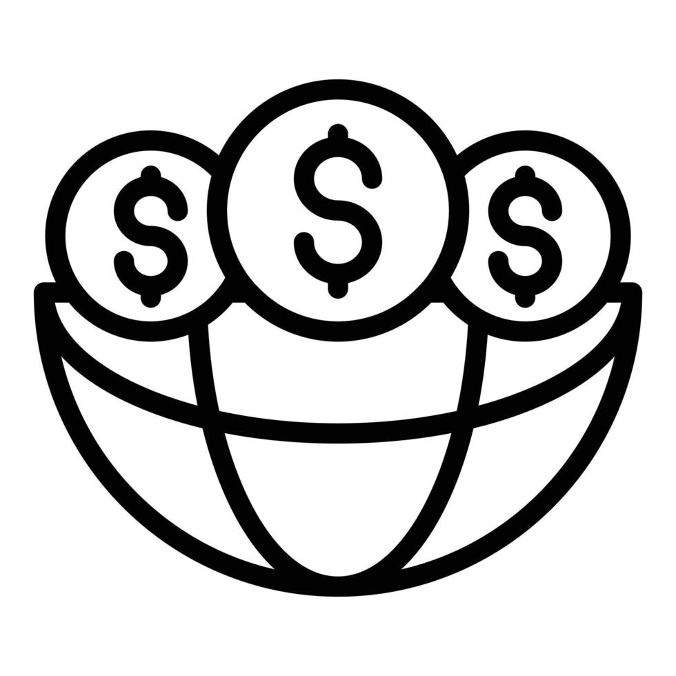 Global money coins icon, outline style vector