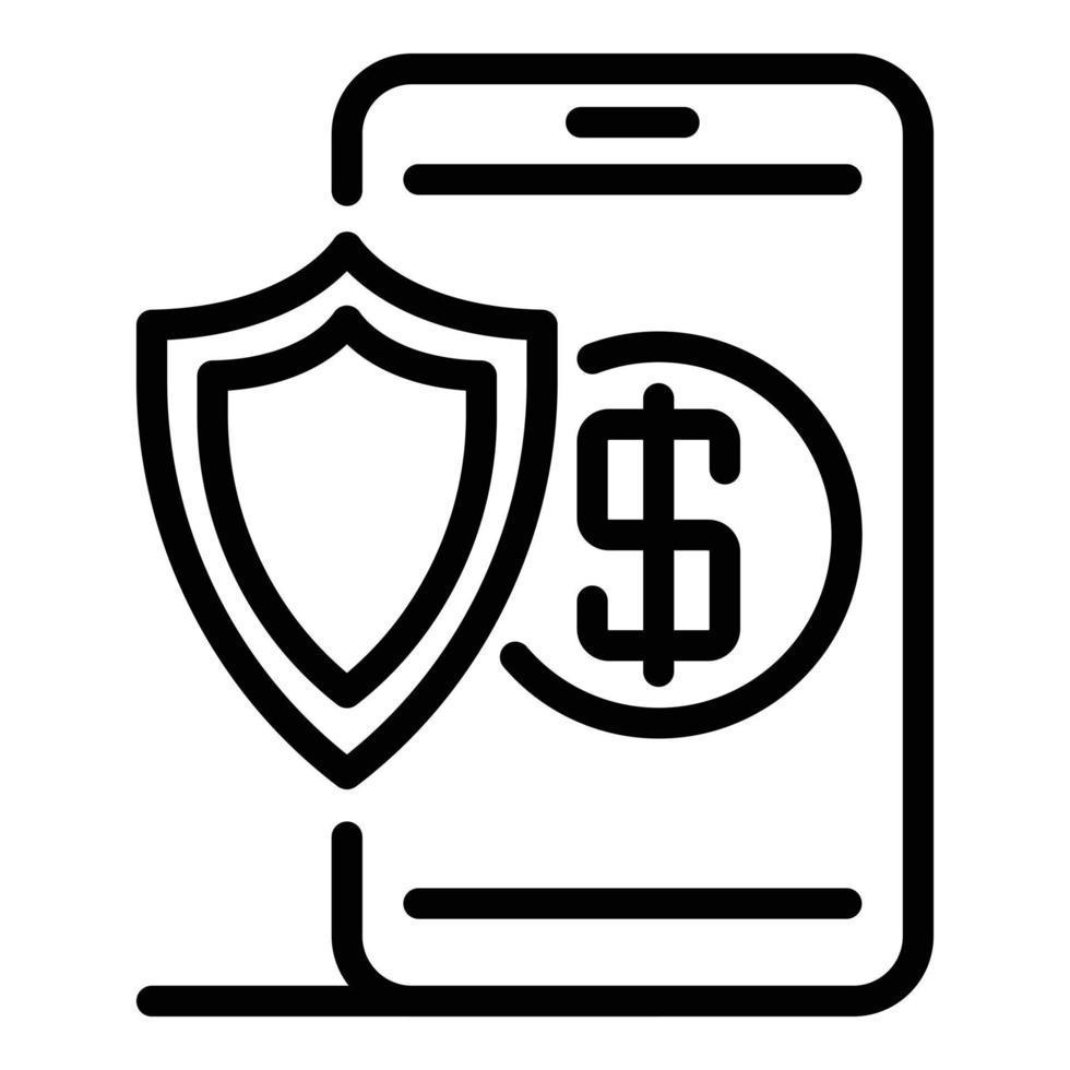 Smartphone bank app icon, outline style vector