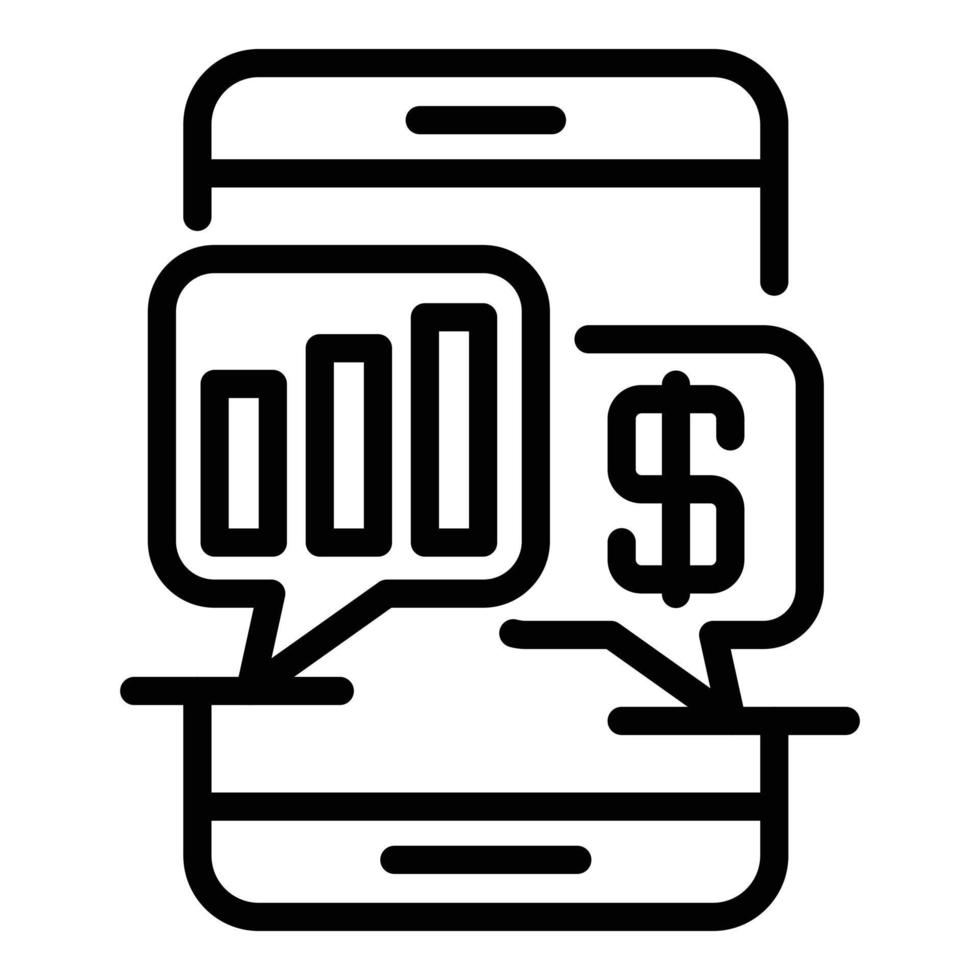 Smartphone chart loan icon, outline style vector