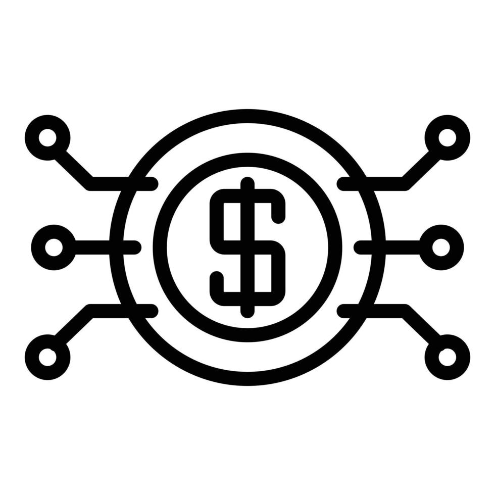 Secured digital money icon, outline style vector