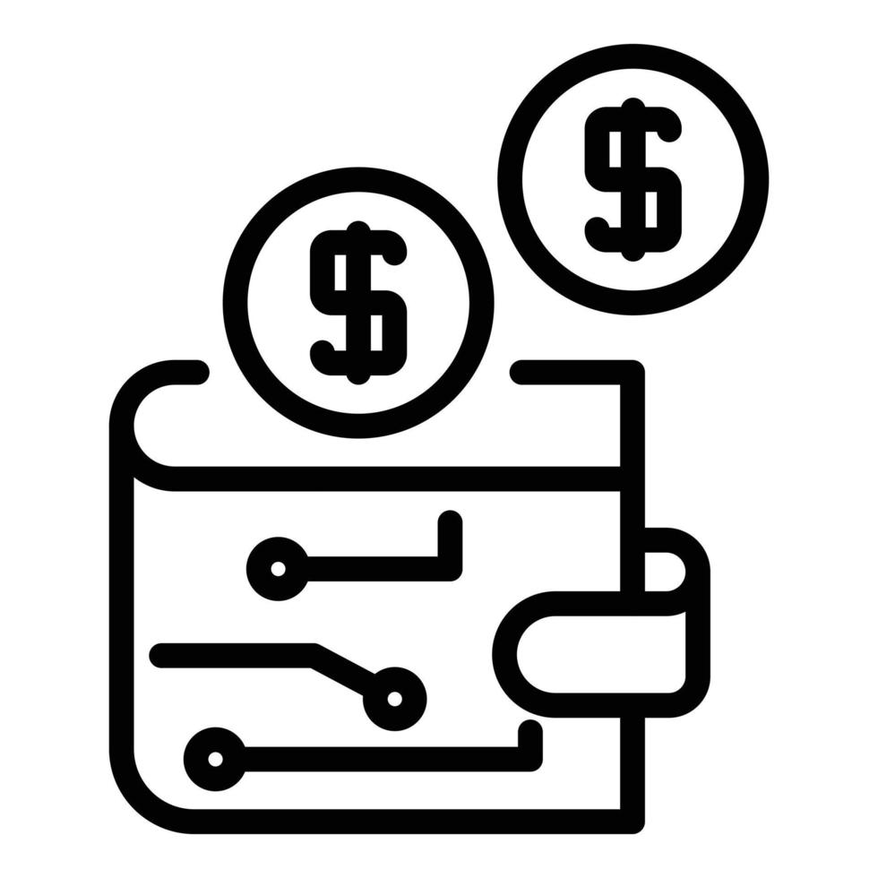 Digital wallet icon, outline style vector